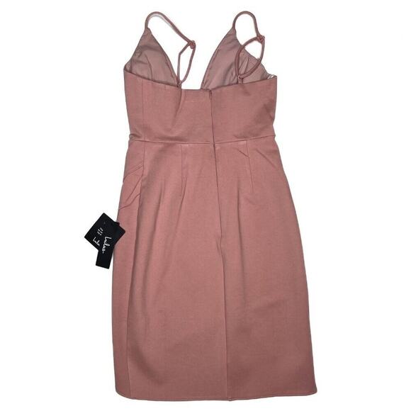Lulu's Bodycon Mini Dress Deep V Neck Spahetti Strap Pink Women's S NWT Party - Picture 16 of 16